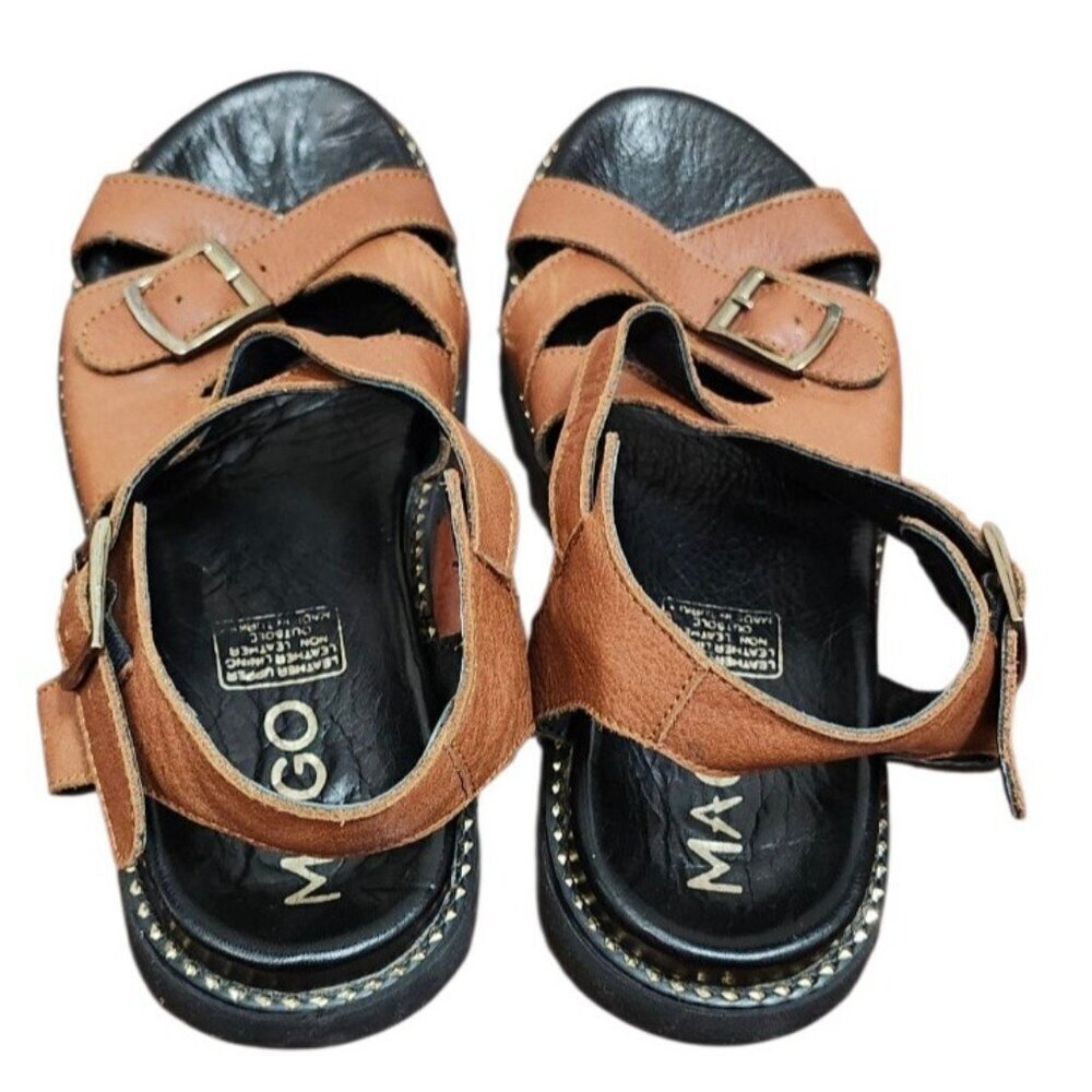 MAGO Leather Sandals Brown | Comfort Strappy Slides | Size 39 EU / 8.5 US - Picture 8 of 13